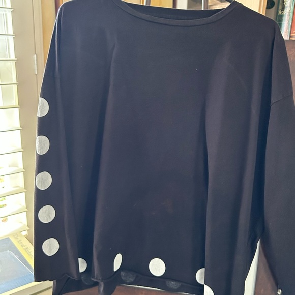 Planet Tops - Planet cotton knit top white pokadots at hem & sleeve